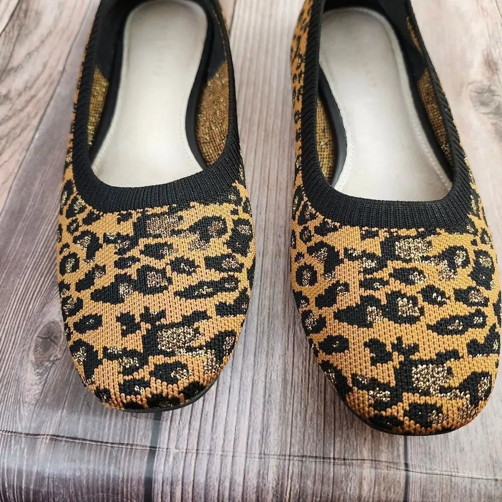 Sanctuary knit Leopard print ballet flats leather lining Sz 7.5‎